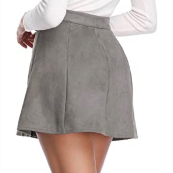 COPY - Faux Suede Skirt Button Closure A-Line High Wasit - Picture 5 of 5